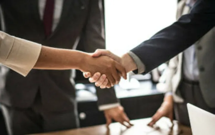Handshake in office.