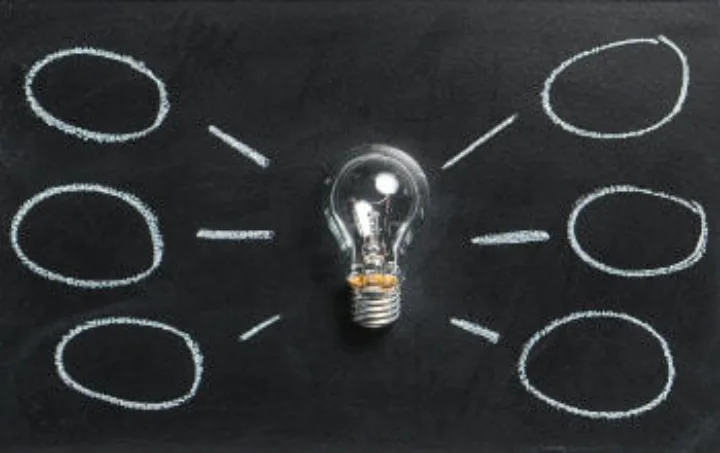 Light bulb on a chalkboard.